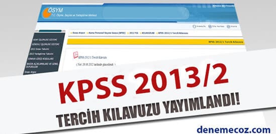 KPSS 2013/2 Tercih Kılavuzu